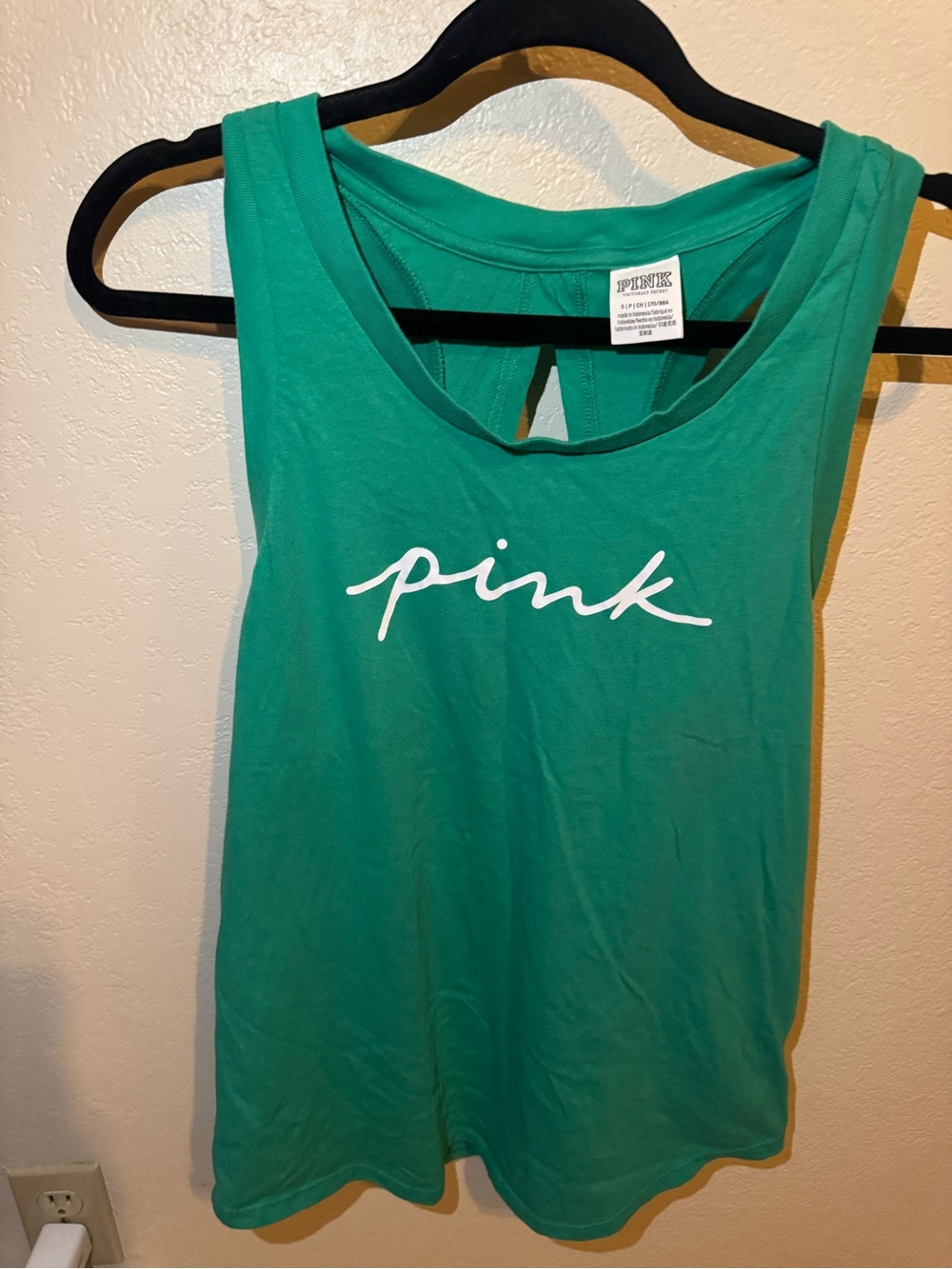 PINK Victoria's Secret Teal Green Logo Scoop Tank